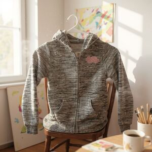 Reflex Kids Unicorn Black Grey Hoodie Sweatshirt Jacket Size 5